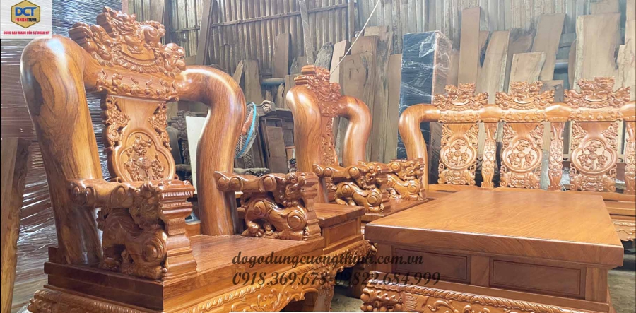 salon phòng khách gỗ gõ đỏ